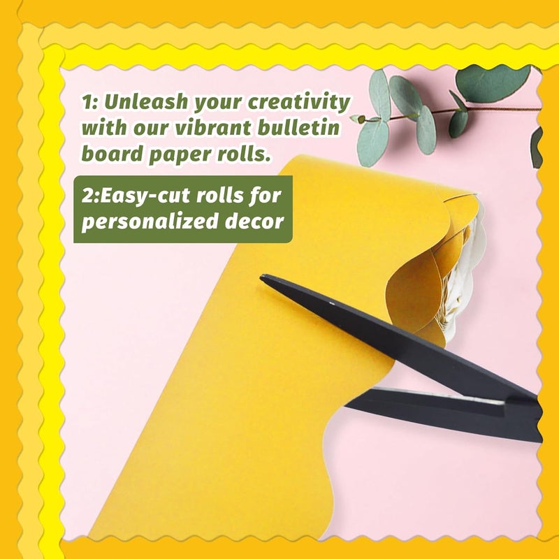 DASTTUIS 8 Rolls 262.4 Ft Yellow Bulletin Board Borders - Yellow Bulletin Board Borders for Classroom, School & Office Decor - Bulletin Boards Decorations - Bulletin Boards Trim - Image 3